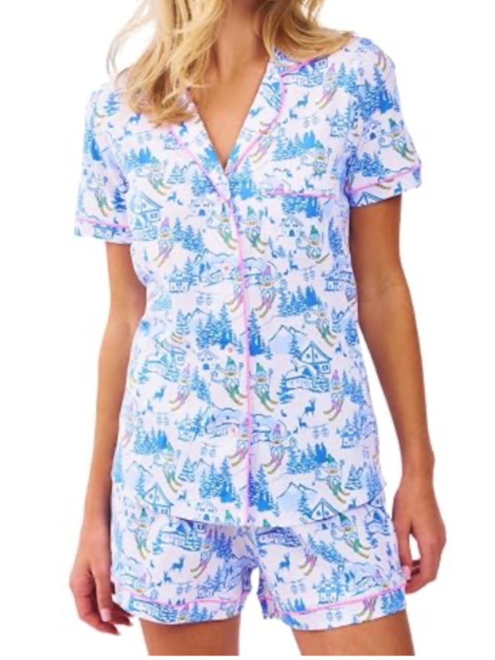 Roller Rabbit Ski Toile Polo Pajama Set